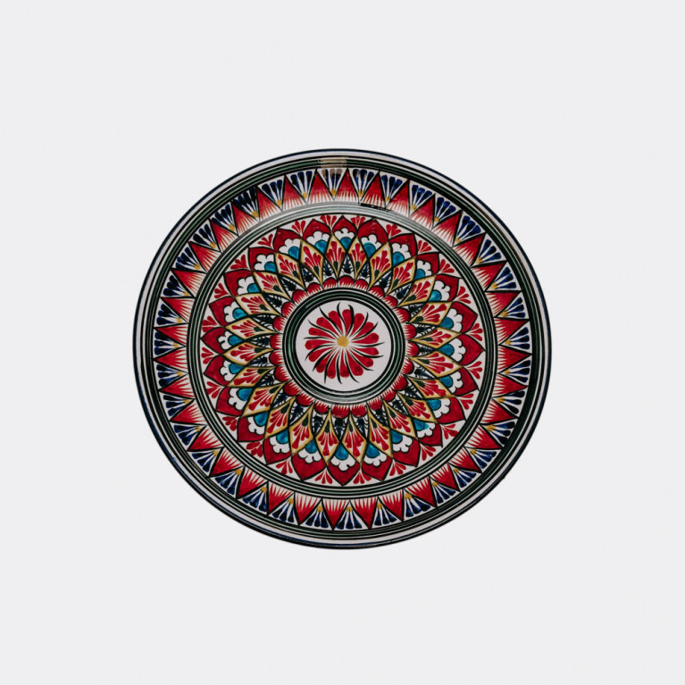 Unique handmade decorative plate from Uzbekistan, 32 cm, drip technique